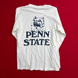 Penn State Single Stitch Longe Sleeve White Purple T-Shirt Pullover size Large